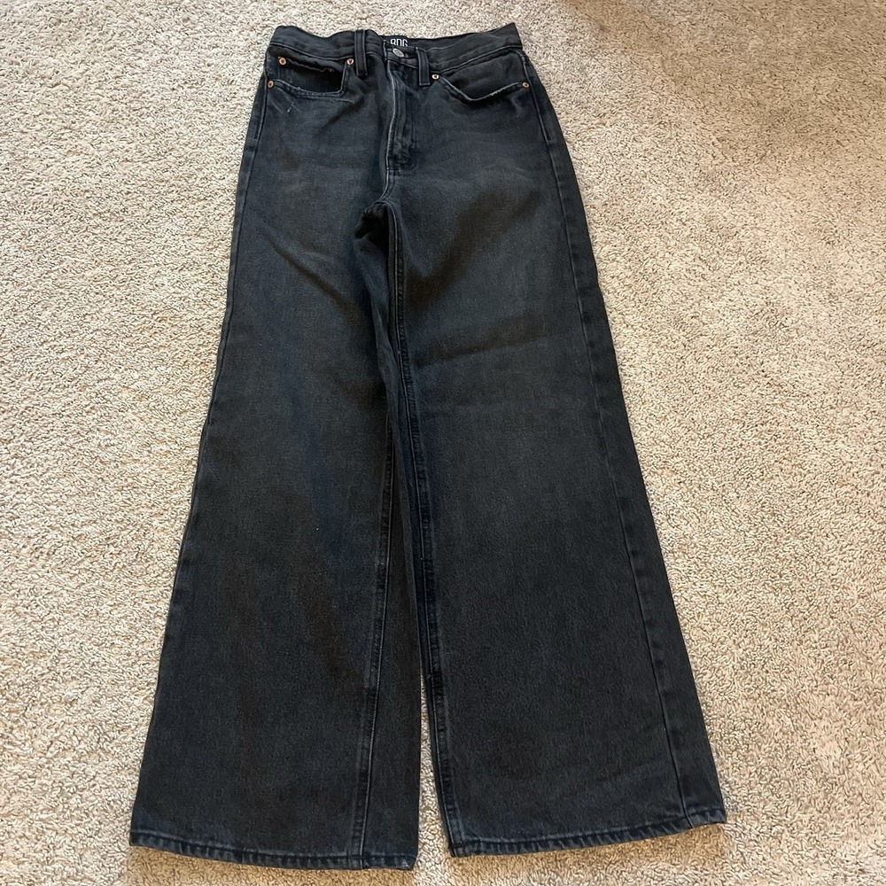 BDG Urban Outfitters High + Wide Jeans Faded Black Denim High Rise Wide Leg 26